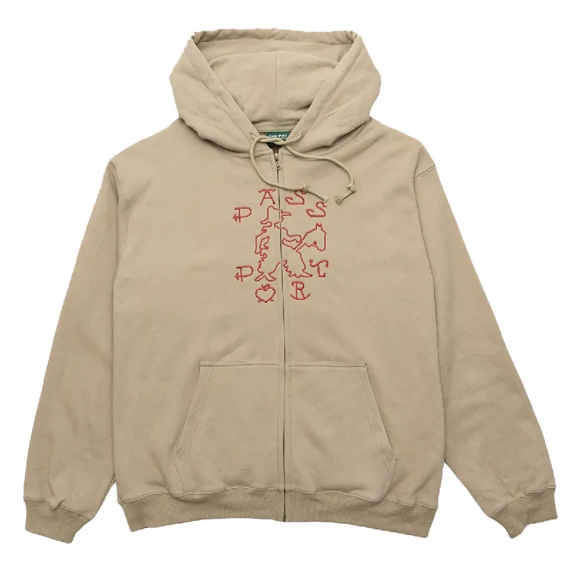 Pass~Port - Cowpoke Organic Fleece Zip Hoodie Khaki