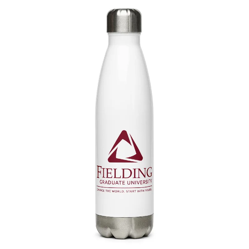 Stainless Steel Water Bottle - White | Fielding Logo