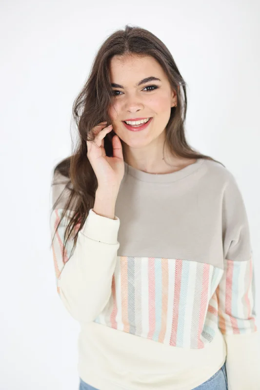 Sweater Mia Mocha Candy Stripes