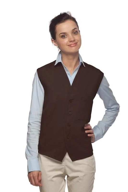 Brown 4-Button Unisex Vest with 1 Pocket