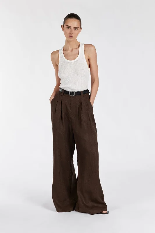 HOLDEN BITTER CHOC LINEN PANT