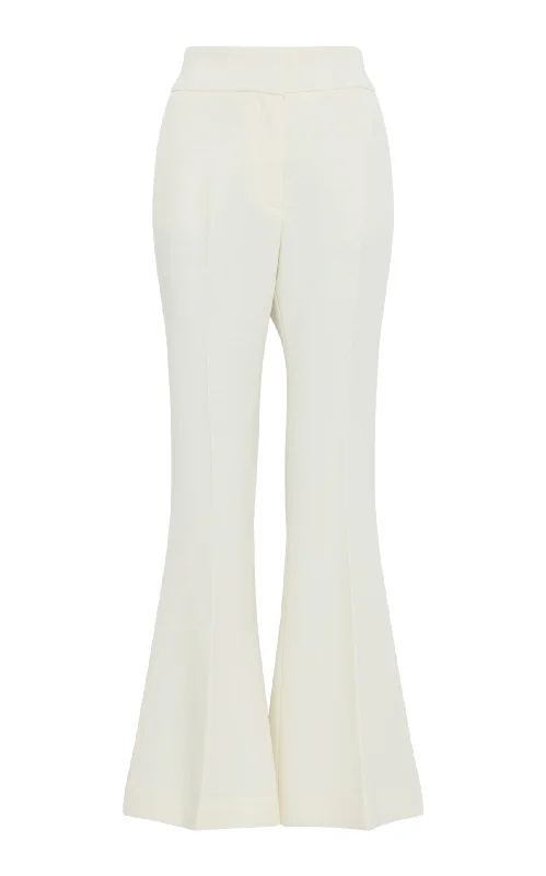 Marsh Flare Cropped Pant in Ivory Wool Crepe