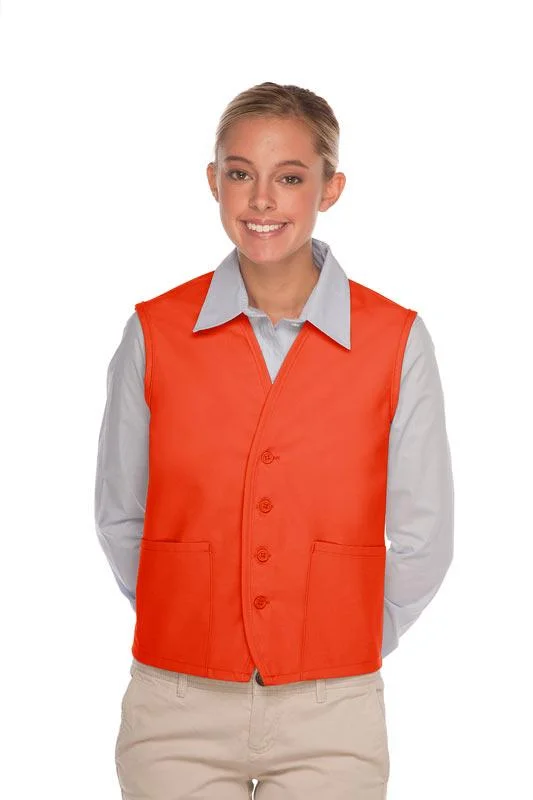 Orange 4-Button Unisex Vest with 2 Pockets