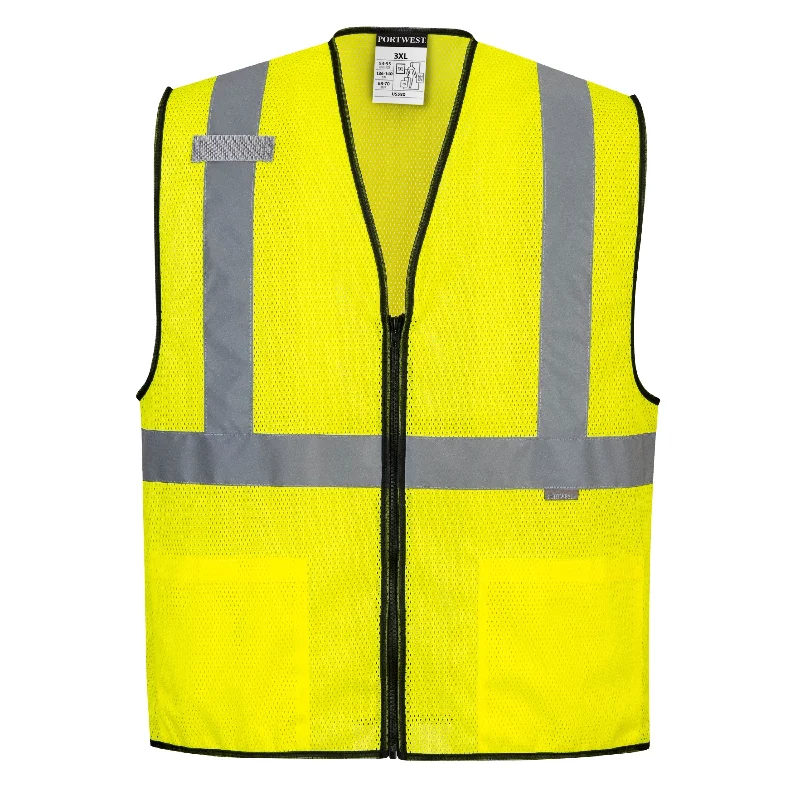 PORTWEST® High Visibility Mesh Safety Vest - Zipper Closure - ANSI Class 2 - US580