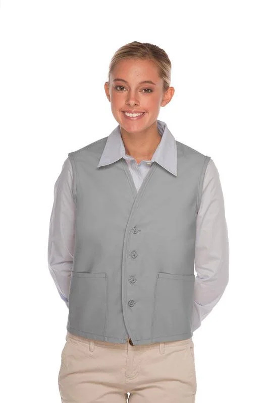 Silver 4-Button Unisex Vest with 2 Pockets