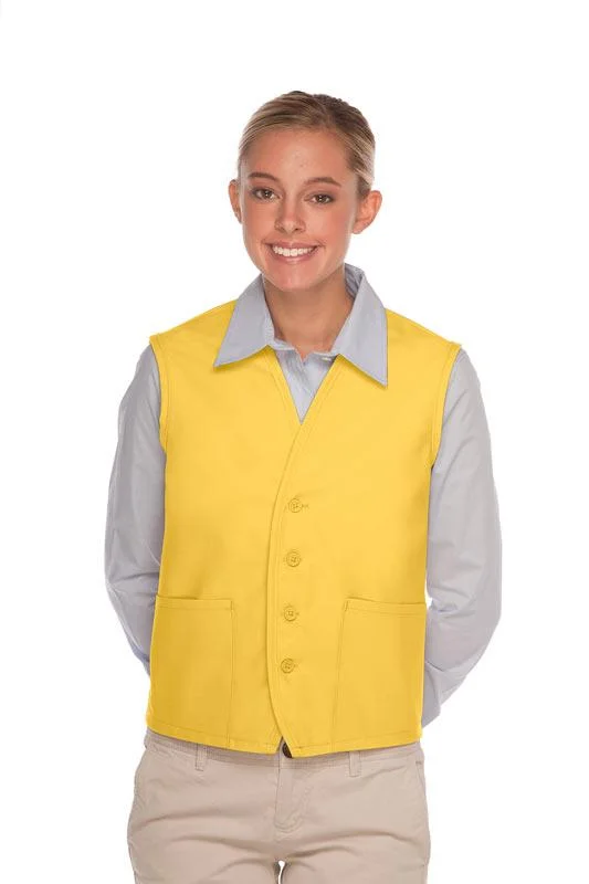 Yellow 4-Button Unisex Vest with 2 Pockets