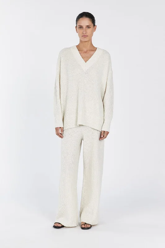 ZELIE CREAM MARLE KNIT PANT