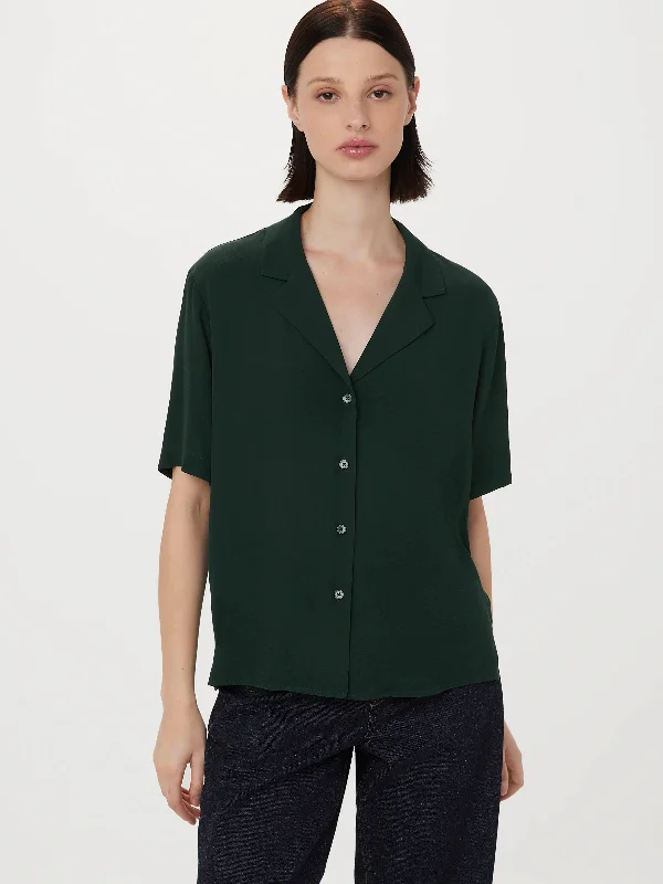 The Fluid Camp Collar Blouse in Pine Grove