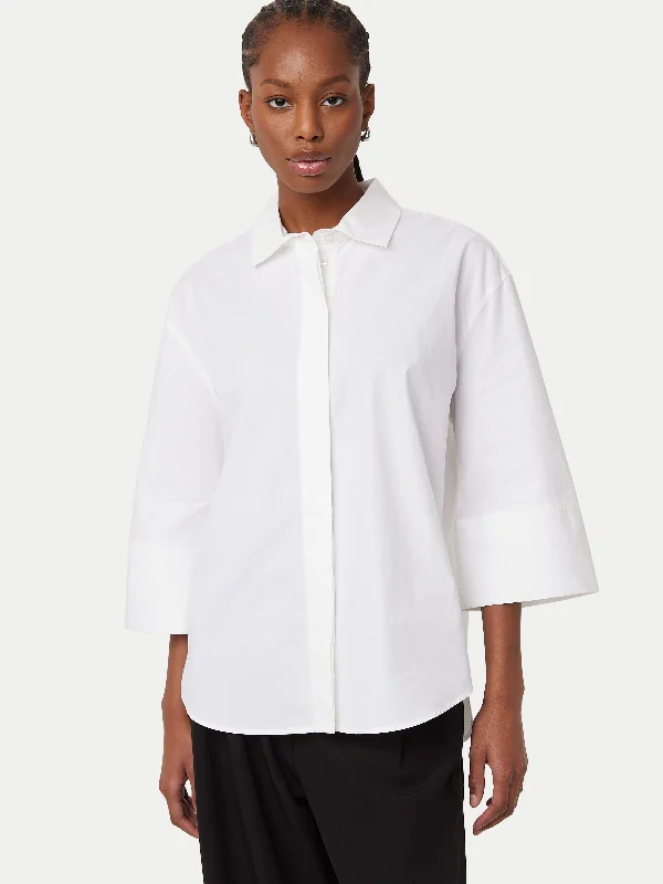 The Wide Sleeve Poplin Shirt  in White