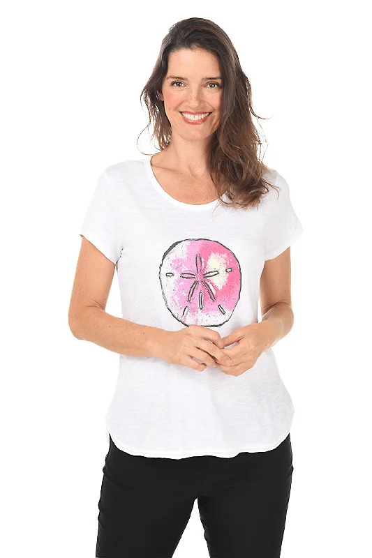 White Sand Dollar High-Low Slub Knit Tee