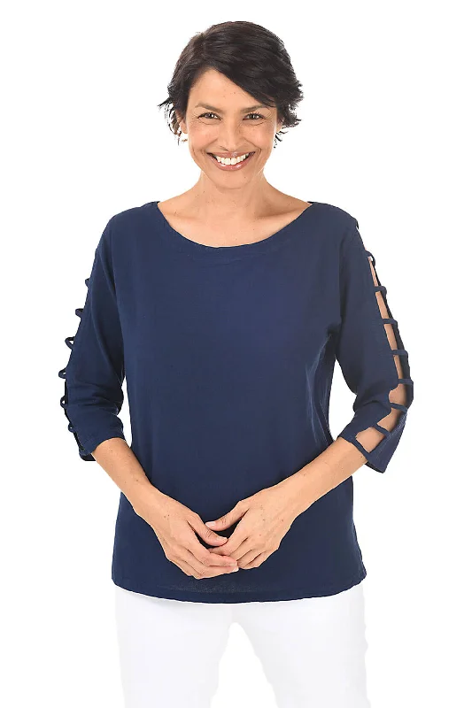 Lattice Sleeve Crinkle Top