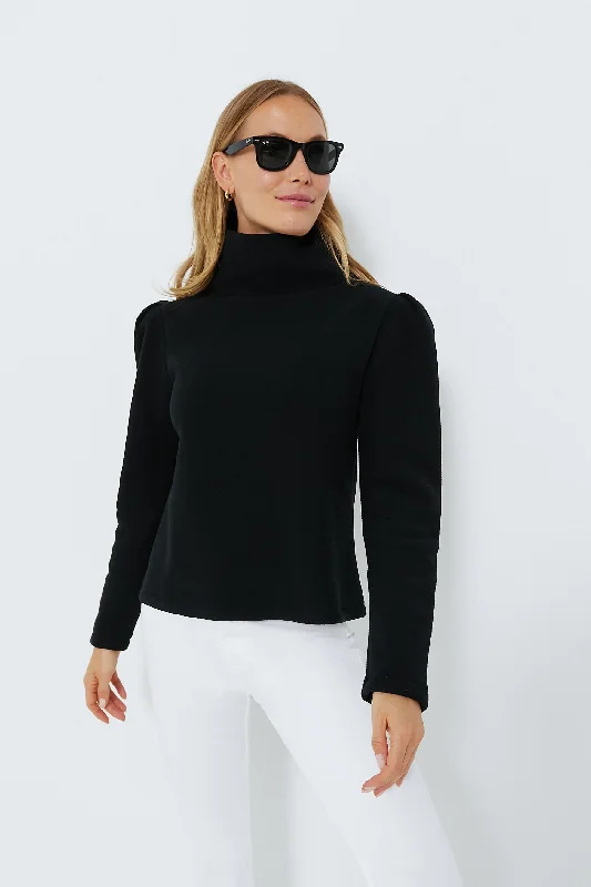 Black Palmer Puff Sleeve Turtleneck