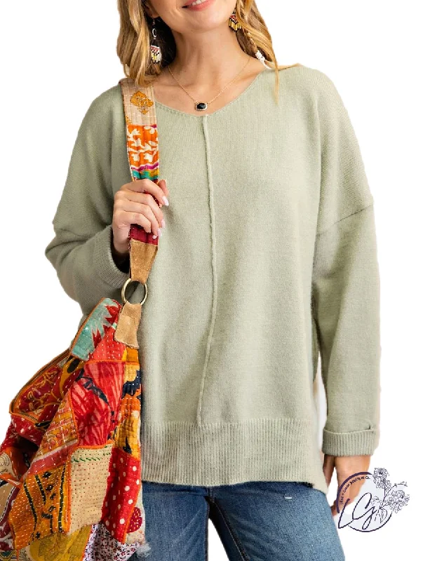 Light Wind Brushed Yarn Knitted Sweater Top