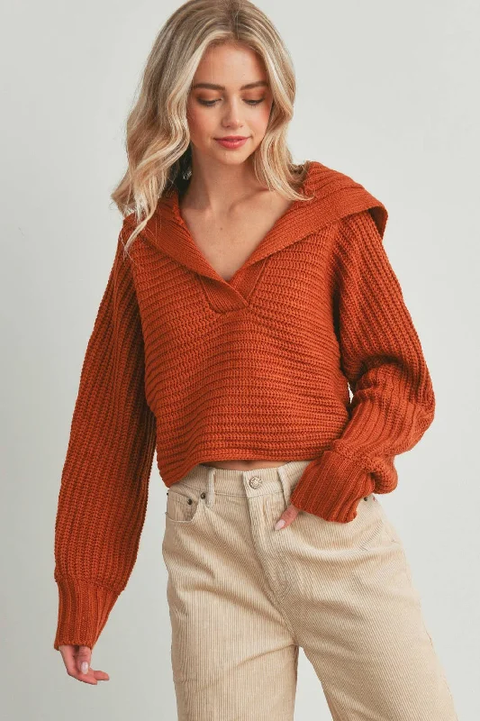 Drama Collar V-Neck Sweater