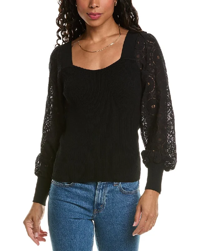 Elie Tahari Lace Sleeve Top