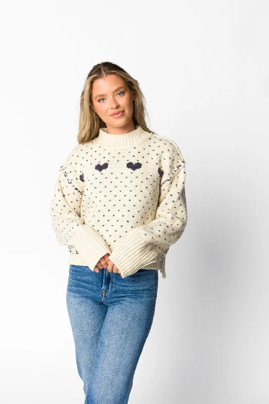 Sweetheart Sweater in Cream/Blue