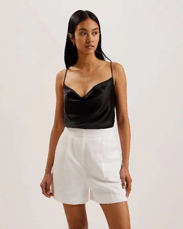 Kiti Satin Cowl Neck Cami Top Black