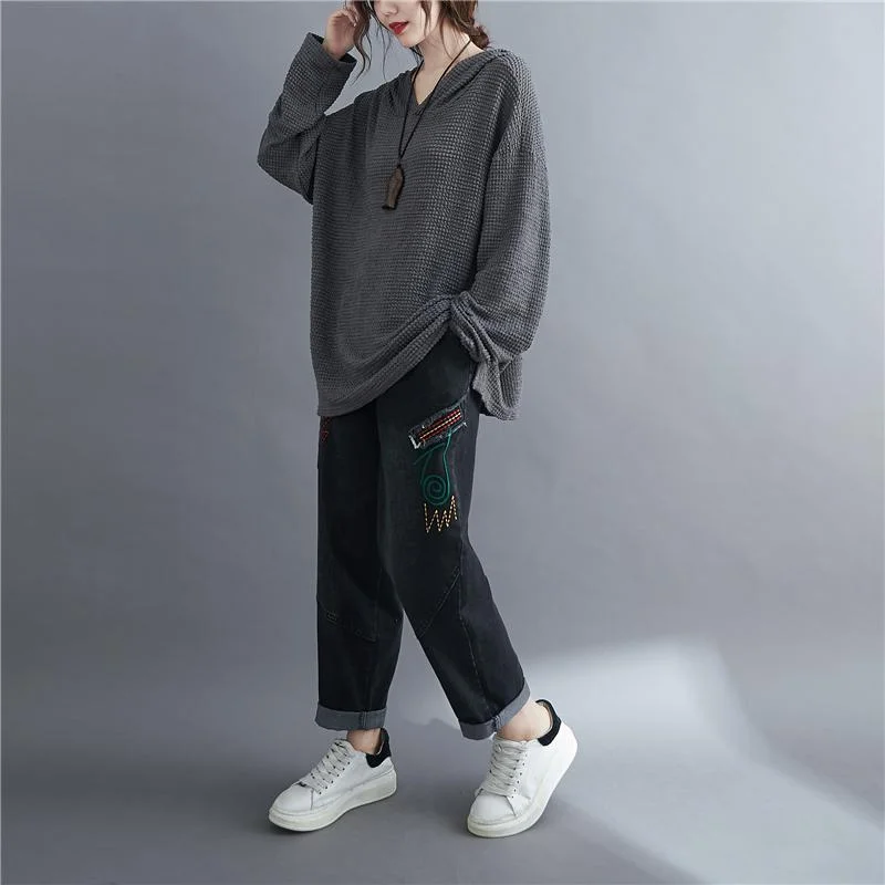 Autumn Retro Style Hooded Loose Sweater