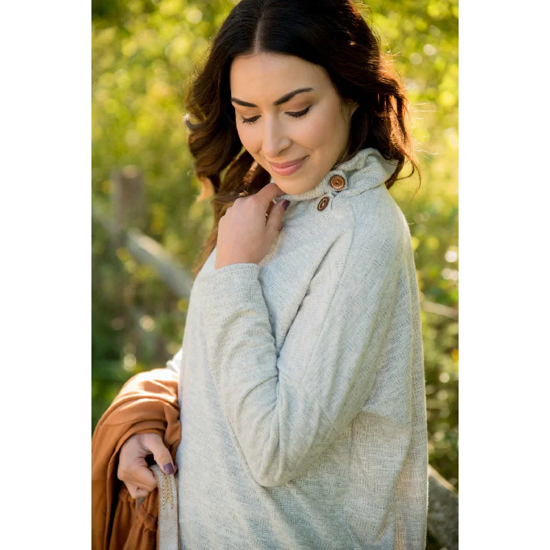 Side Button Cowl Neck