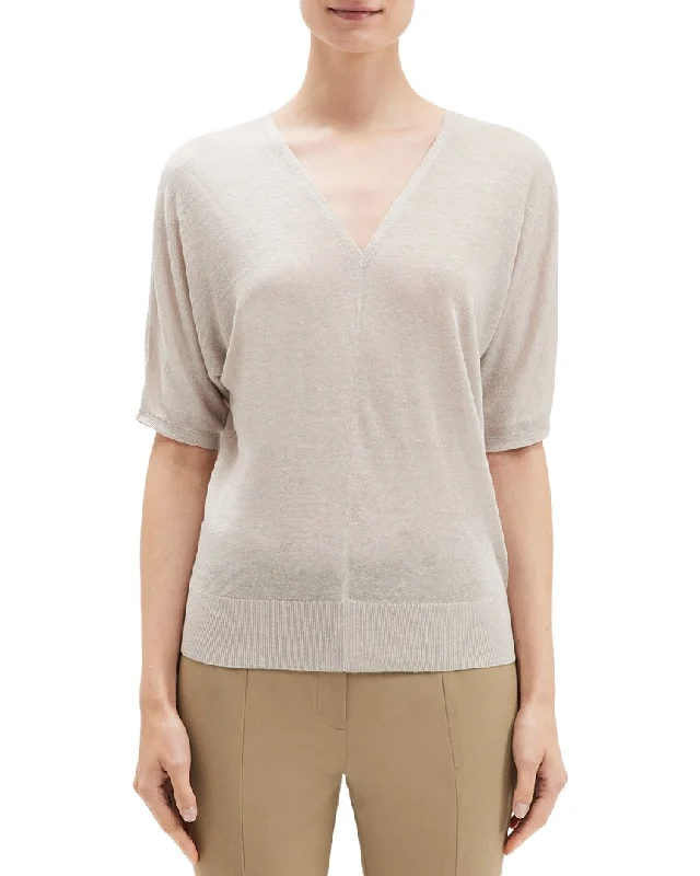 Theory Blouson Linen-Blend Top