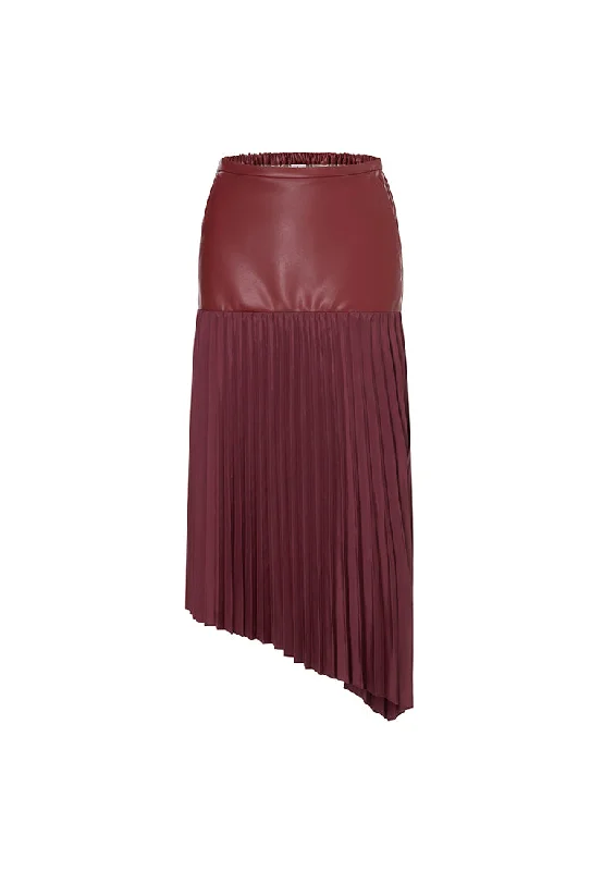 Savoy Recycled Polyester Pleated Skirt with Sustainable Vegan Leather Panels