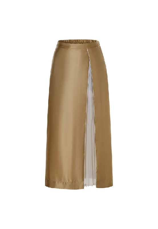 Niamh Gleaming Skirt with Pleated Slit