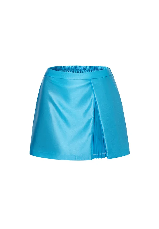 Chiara Gleaming Mni Skirt with Pleated Slit