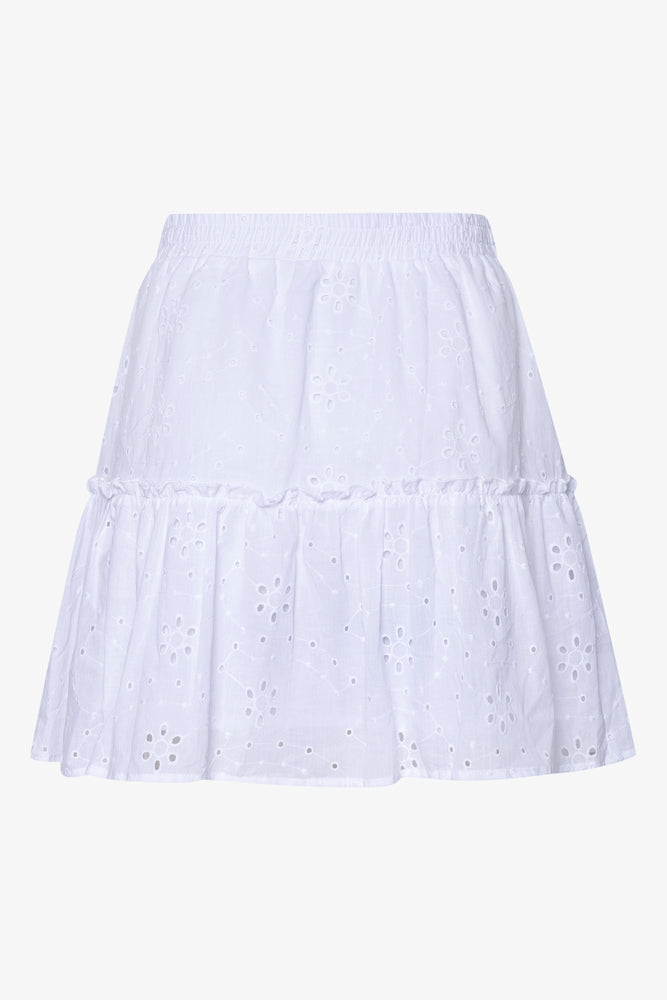 Anglaise Flare Mini Skirt White