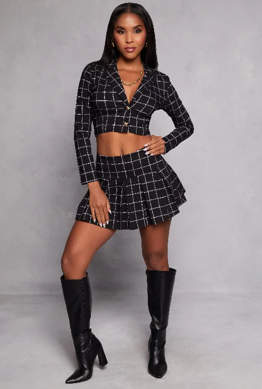 Plaid High Waist Pleated Mini Skirt