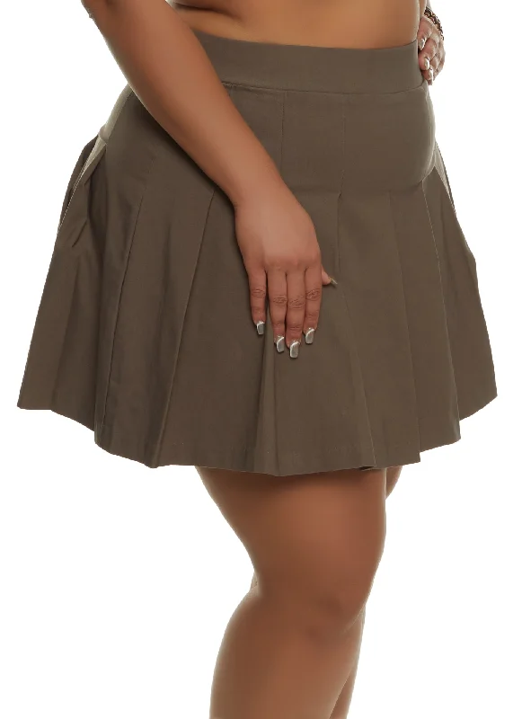 Plus Size Crepe Knit Pleated Skirt