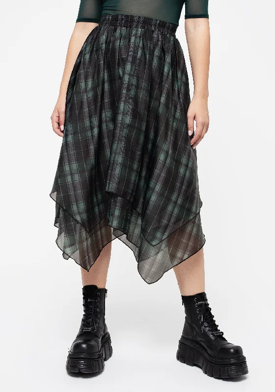 Checkmate Layered Organza Handkerchief Hem Skirt