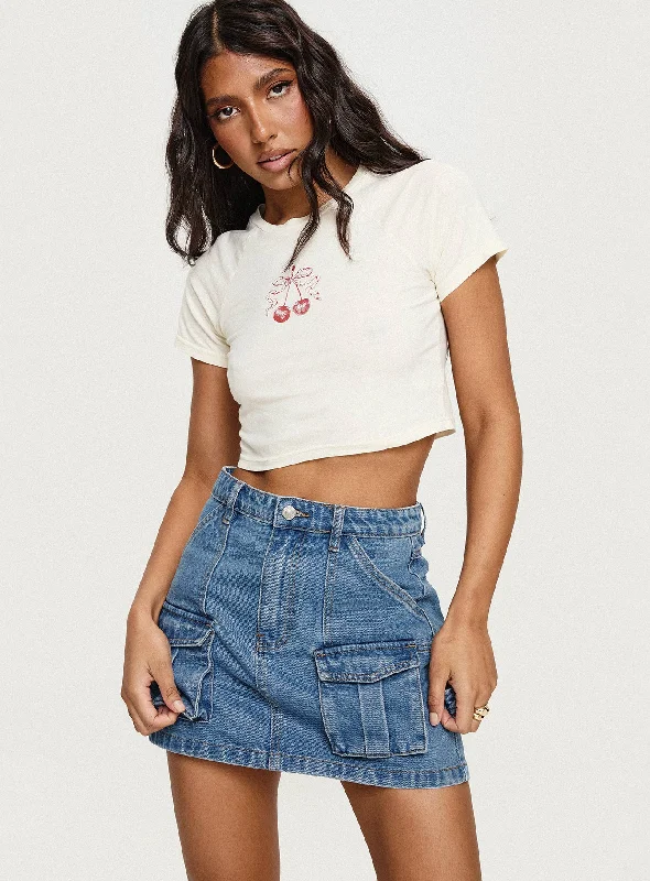 Chillders Denim Mini Skirt Mid Wash Petite