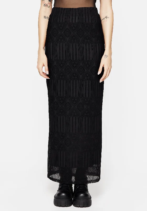 Cloister Flocked Mesh Maxi Skirt