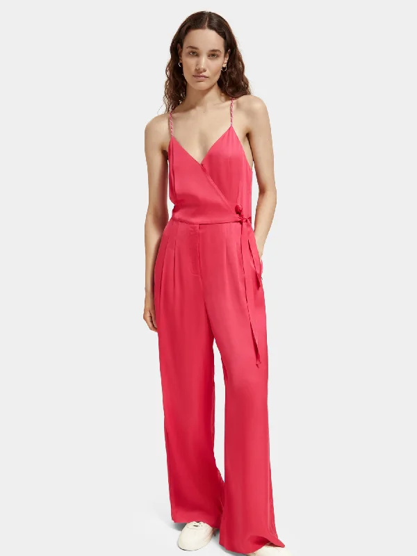 Lightweight v-neck racerback jumpsuit