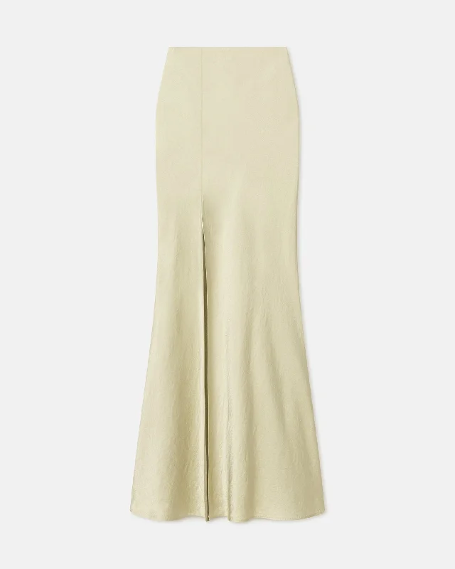 Harlow - Crinkled-Satin Maxi Skirt - Green Tea