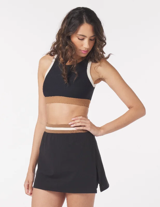 Socialite Skirt: Black Oatmilk/Almond Contrast