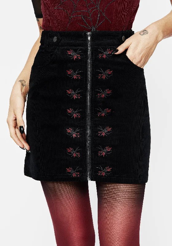 Spiderbite Embroidered Cord Mini Skirt