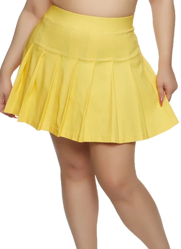 Plus Size Crepe Knit Pleated Skirt